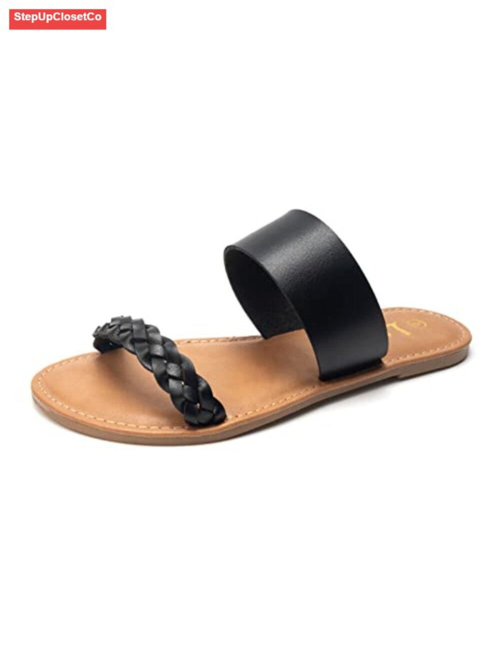 Women's Braided Slide Sandals Open Toe Two Band Slip On Flat Sandals Casual